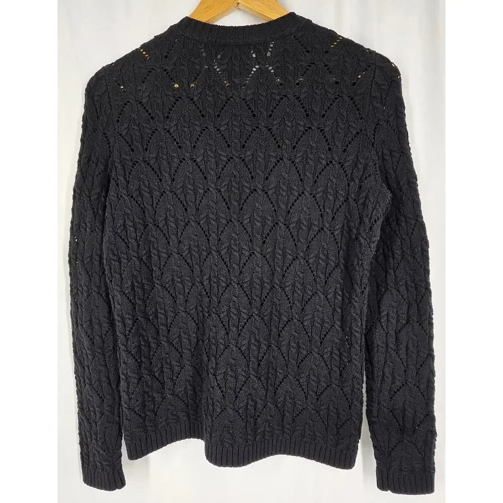 TALBOTS PETITES WOMEN'S KNIT BLACK ZIP UP SWEATER - SIZE SMALL PETITE